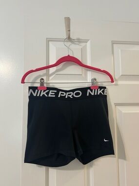 Nike Pro Black Compression Training Shorts with White Logo, size large